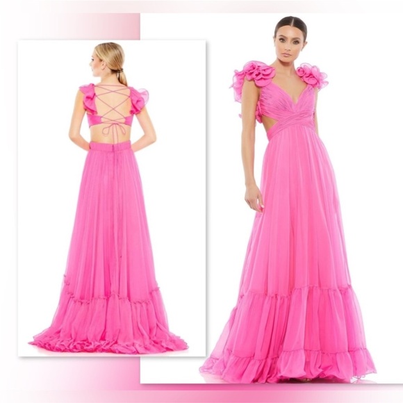 Mac Duggal Vibrant Pink Ruffled Gown - Picture 4 of 5
